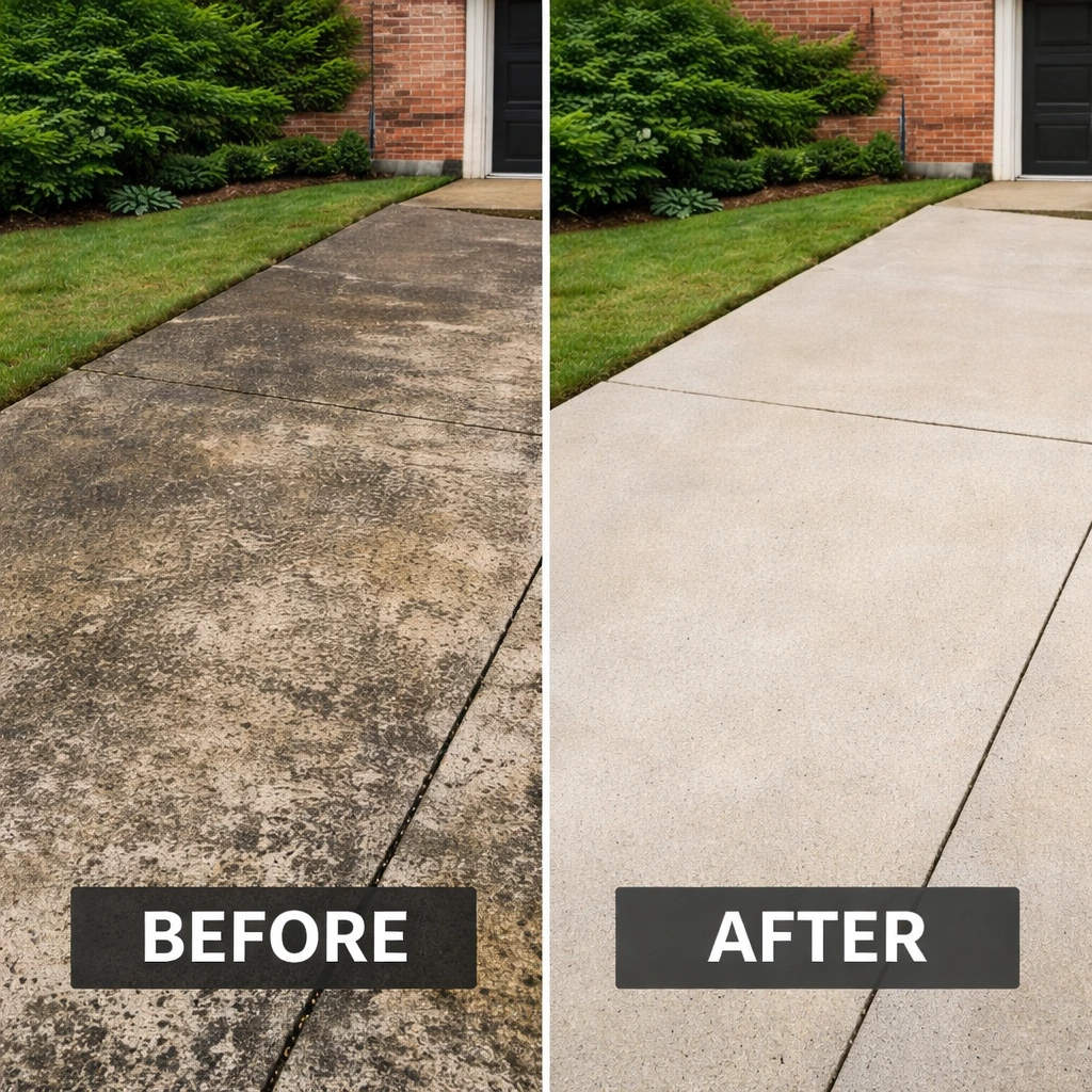Example before-and-after: driveway cleaned